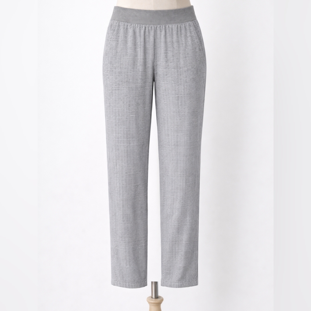 J. Jill Linen Blend Stripe Pants | Small‎ | Gray Pull-On Cropped